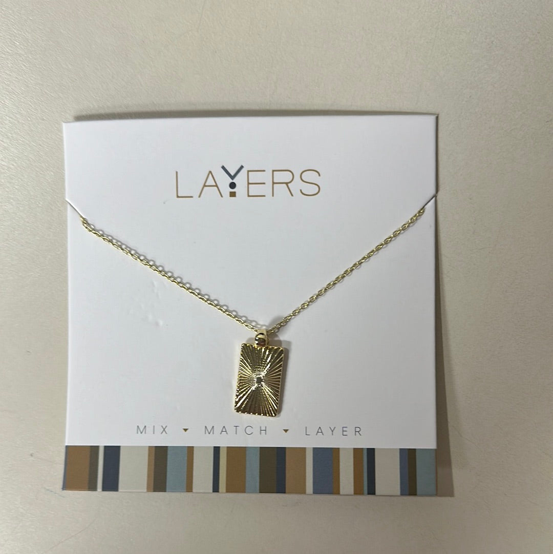 Gold Textured Tag Necklace