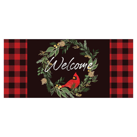Welcoming Cardinal Wreath Sassafras Mat