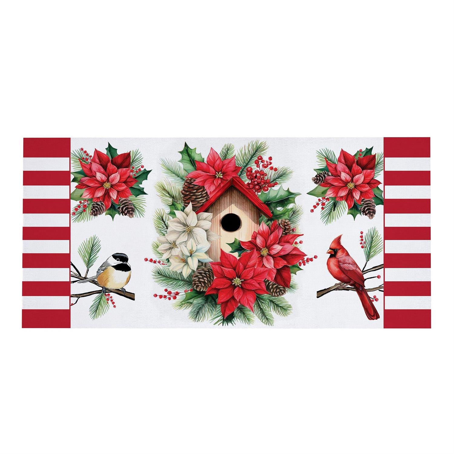 Poinsettia Birdhouse Sassafras Mat