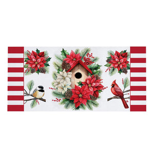 Poinsettia Birdhouse Sassafras Mat