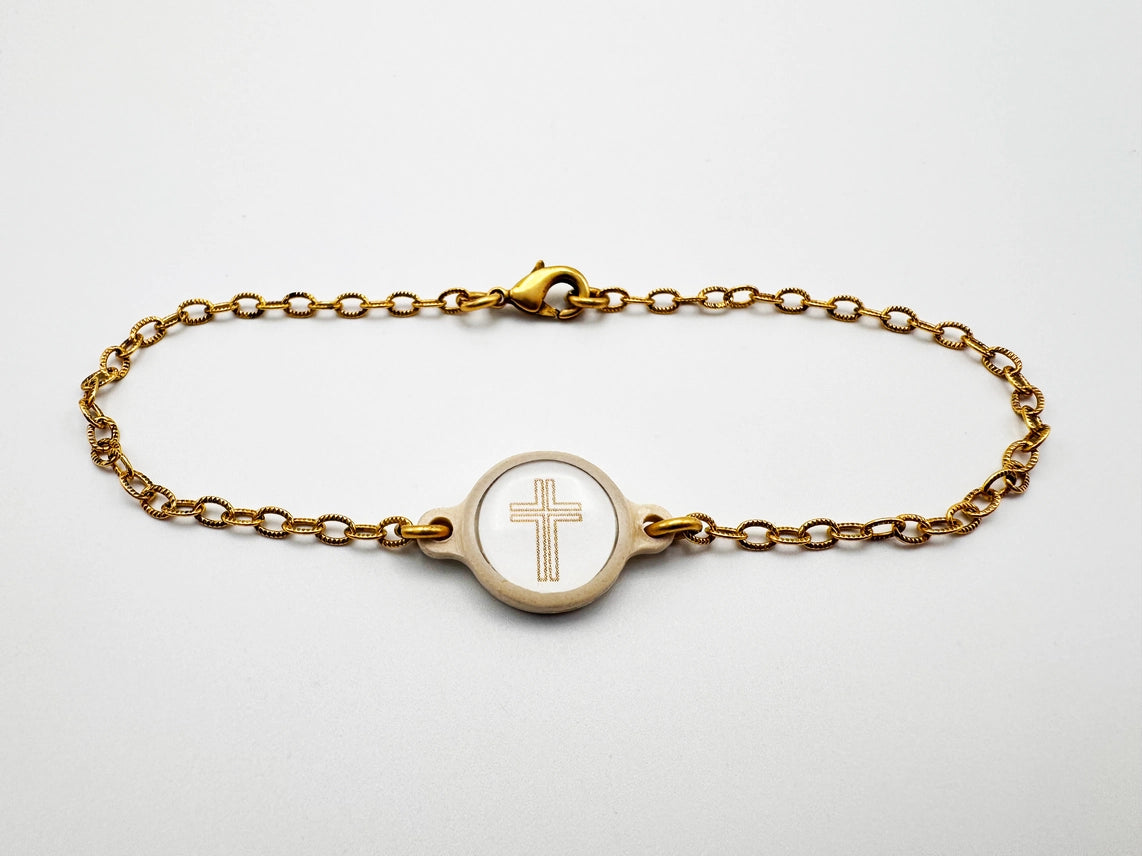 Tap to Pray 14K Gold-Plated Bracelet - Vanilla Cross