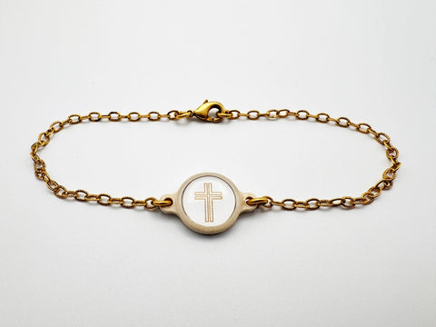 Tap to Pray 14K Gold-Plated Bracelet - Vanilla Cross