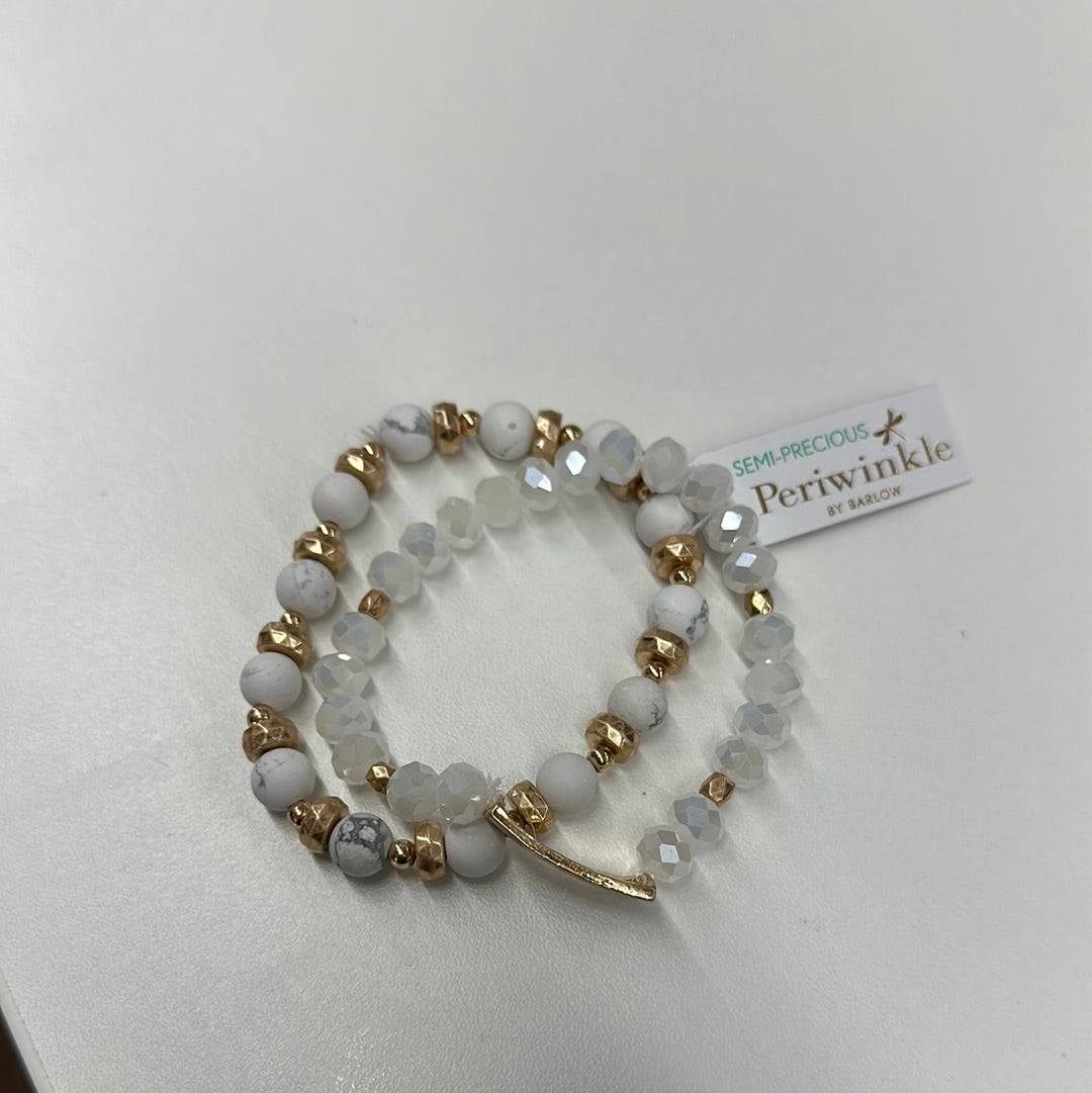 Howlite and Faceted Crystals Bracelet