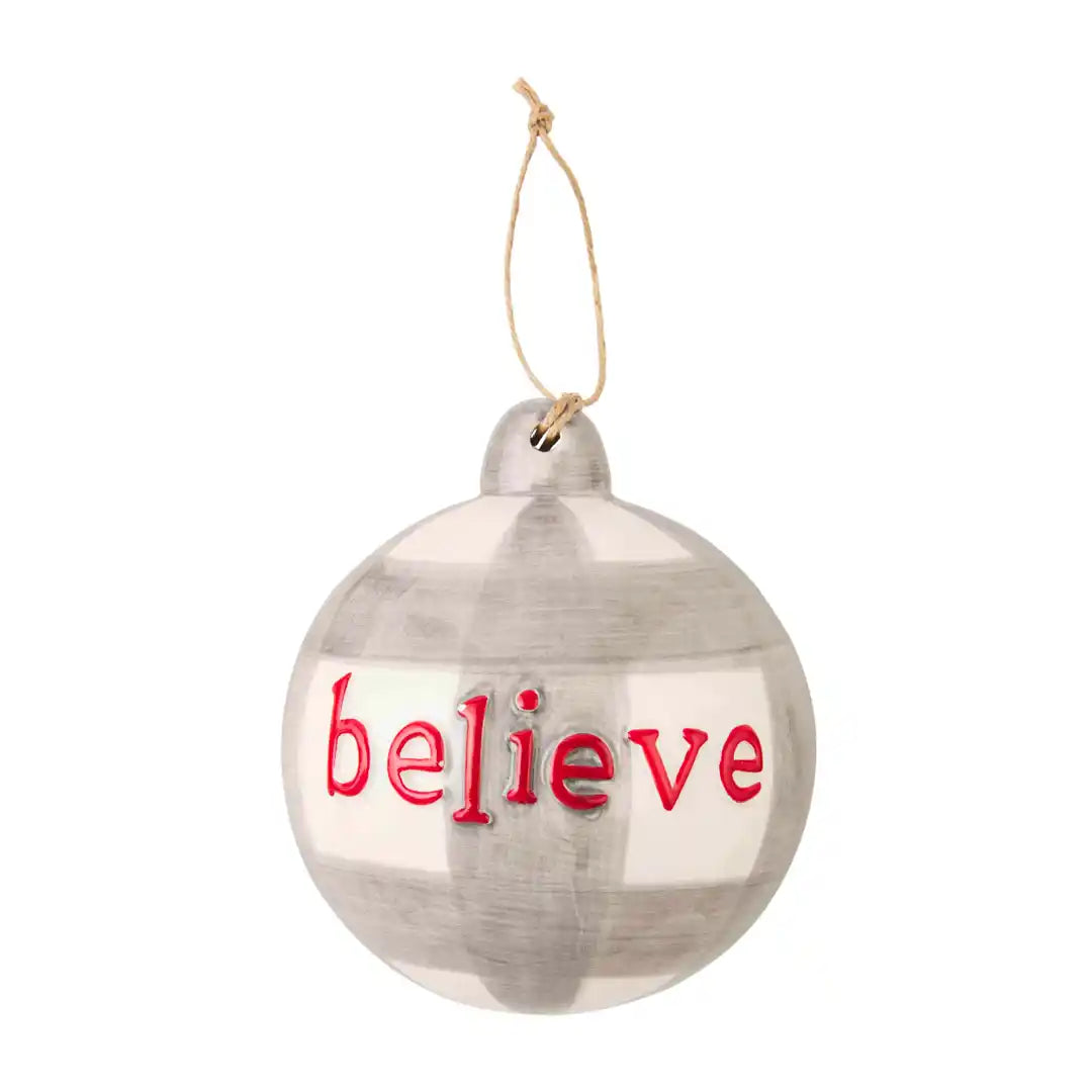 Believe Ceramic Ball Ornament