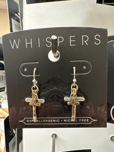 Whispers Dangle Cross Dangle Earrings