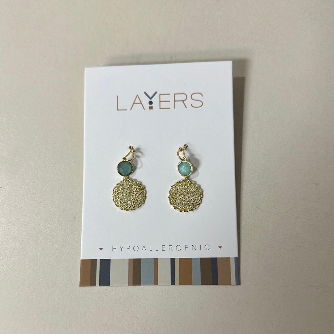 Gold Pacific Opal & Delicate Mesh Dangle Earrings