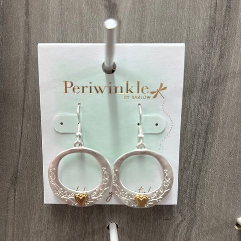 Two Tone Open Circle + Heart Earrings