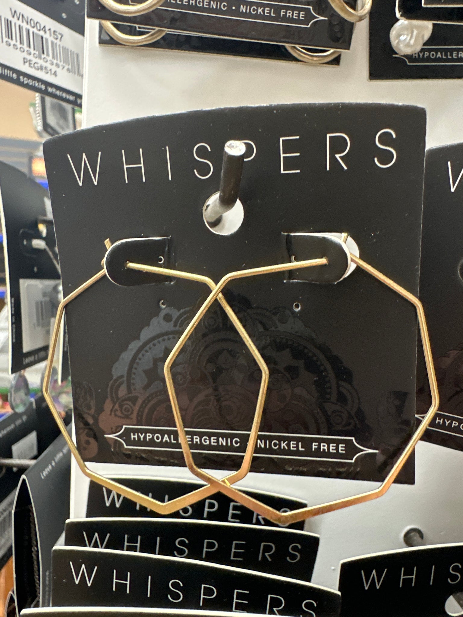 Whispers Gold Octagon  Hoop Earrings