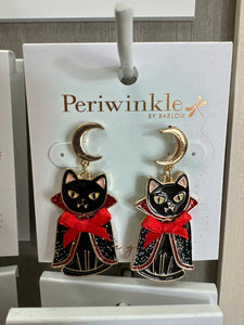 Vampire Cat w Moon Earrings