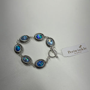 Ovals w Blue Green Inlay Bracelet