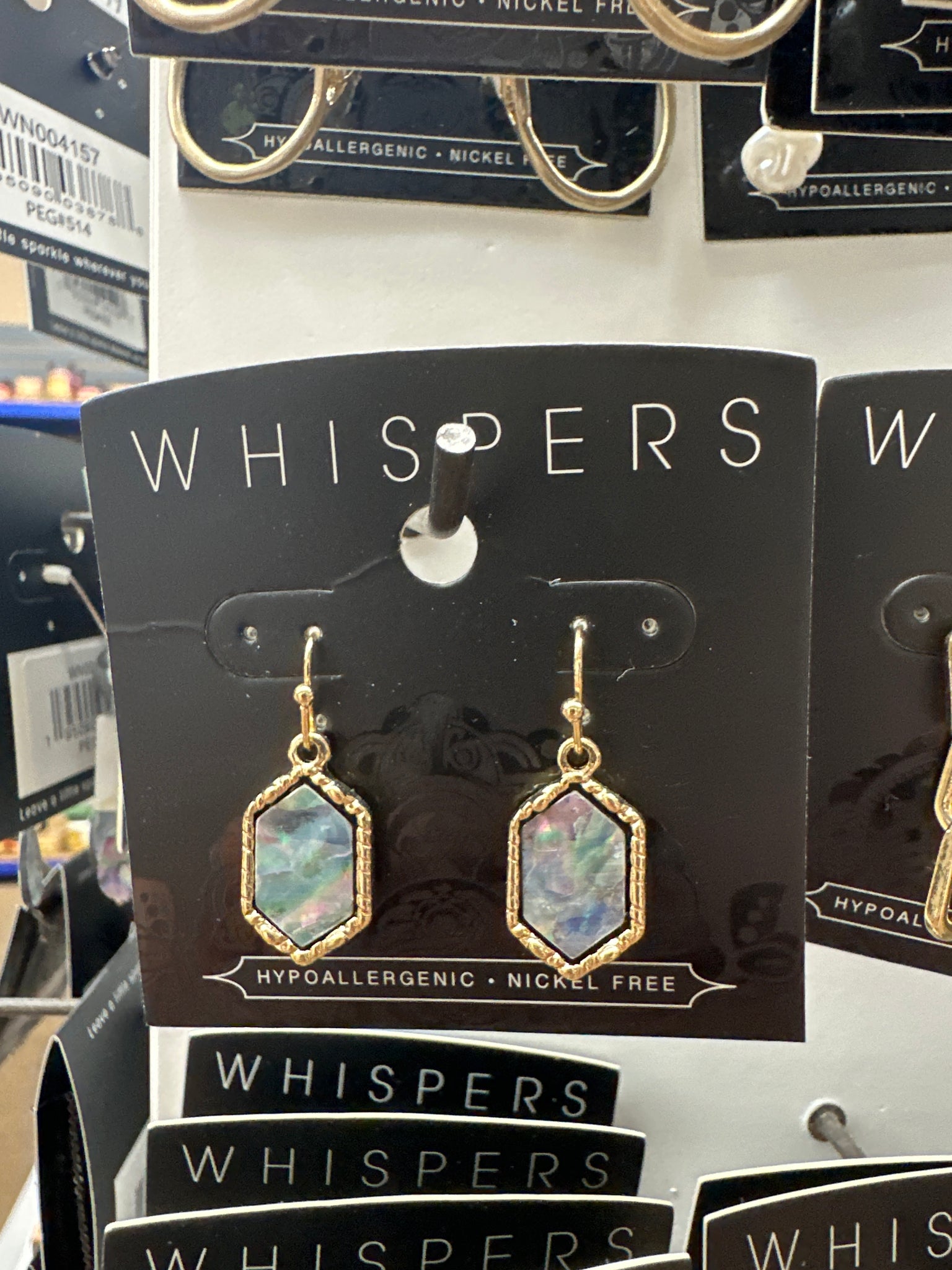 Whispers Abalone Hexagon w/Gold Trim Earrings