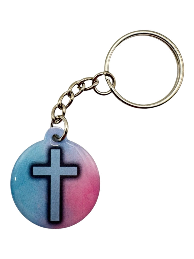 Pastel & Cross Prayer Tag Keychain