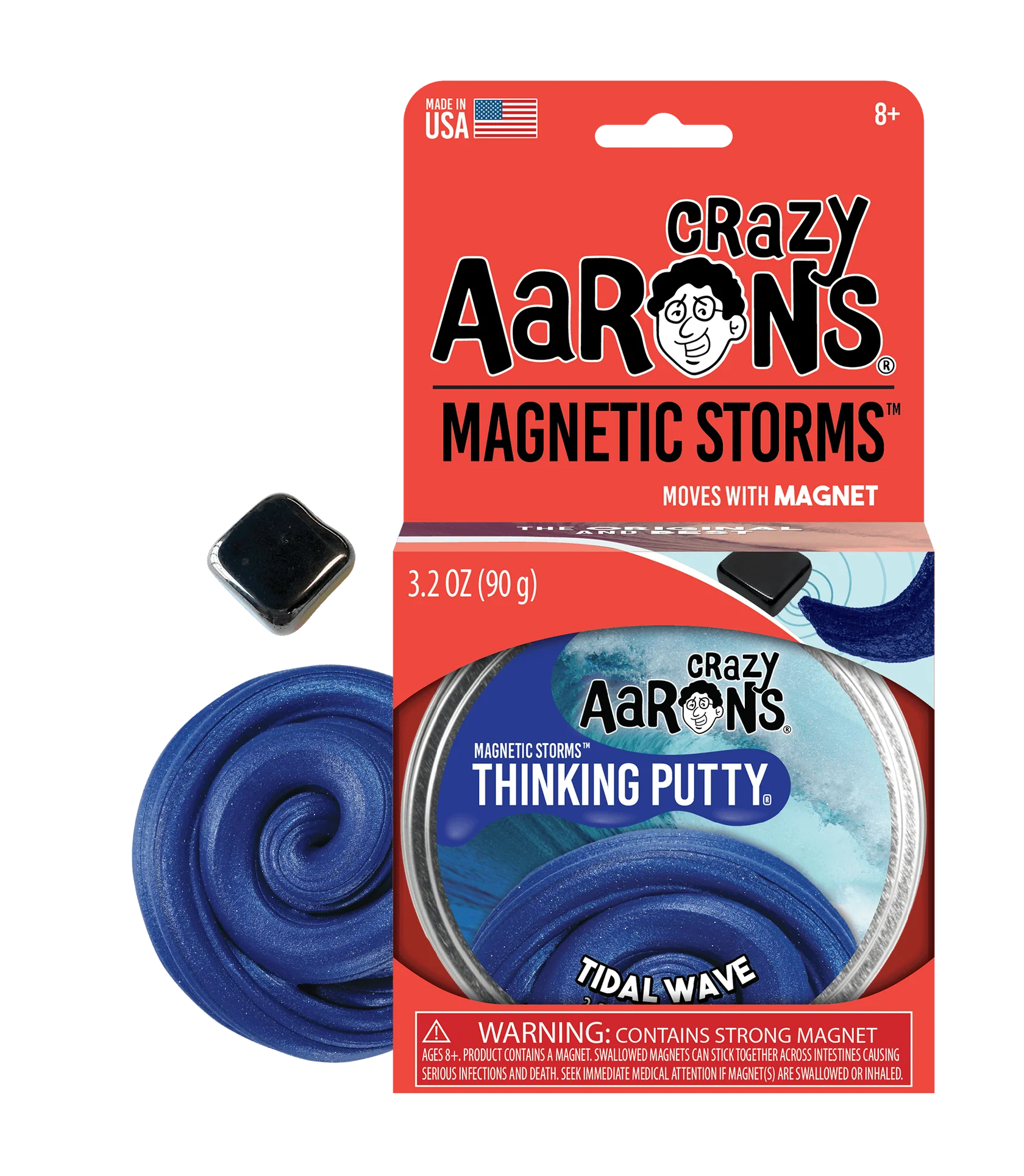 Crazy Aarons Magnetic Storms w Magnet Thinking Putty - Tidal Wave  4" Tin