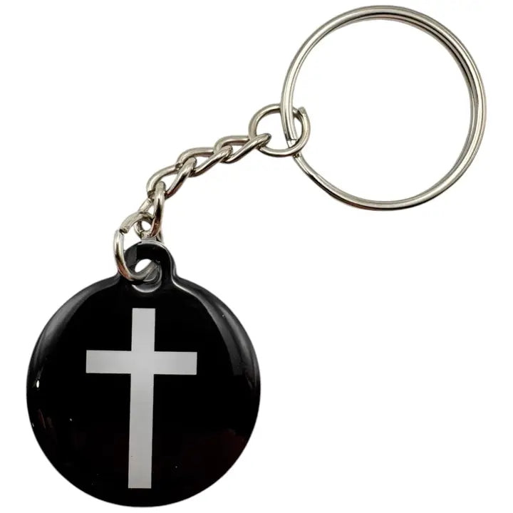 Black & Cross Prayer Tag Keychain