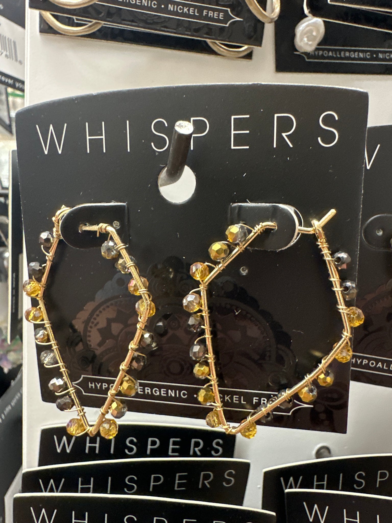 Whispers Pentagon w/Beads Earrings - Gold