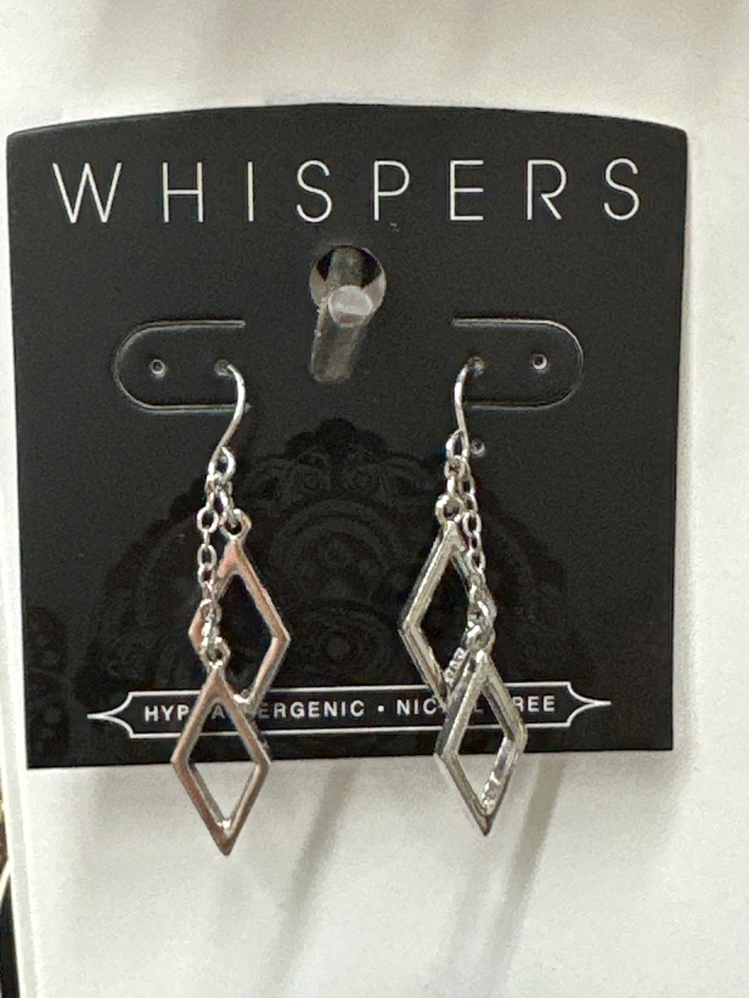 Whispers Double Diamond Chain Drop Earrings - Silver