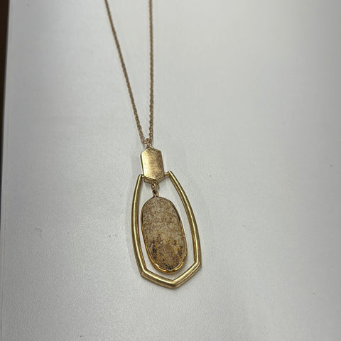 Gold w Natural Stone Necklace