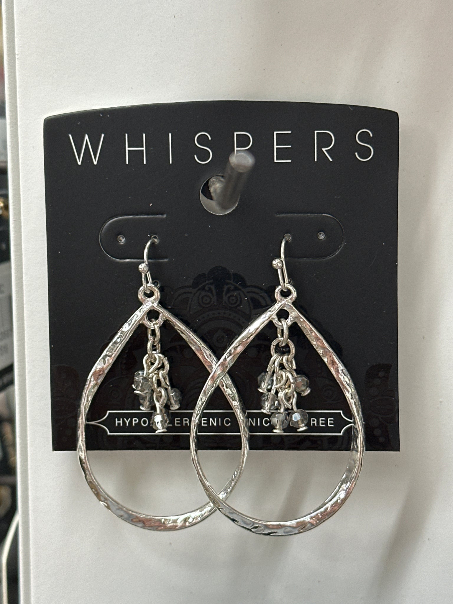 Whispers Silver Tear Drop w/Faceted Dangle Earrings