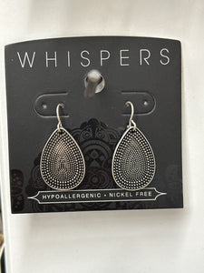 Whispers Silver Studded Teardrop Earrings