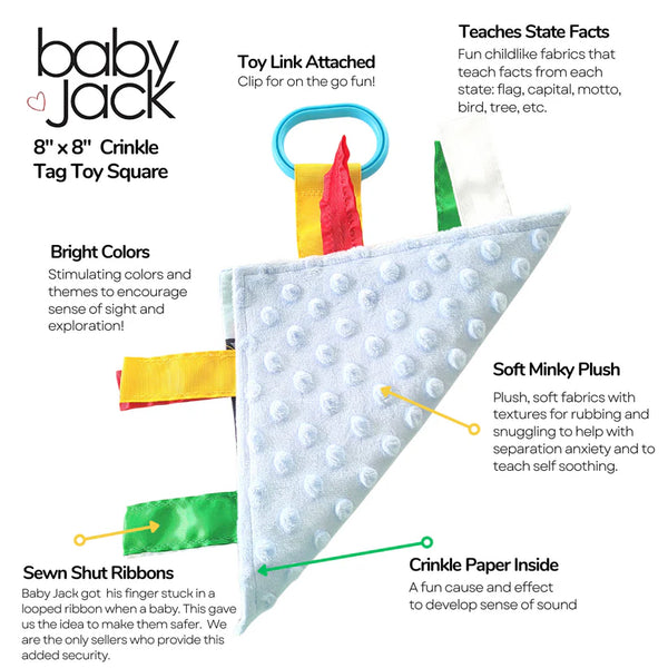 Baby Jack Indiana State 8x8 Crinkle Tag Square