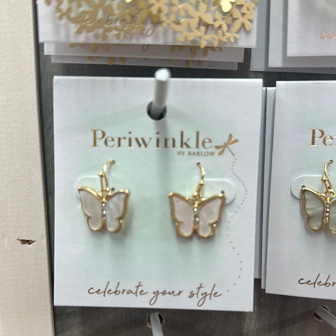 Gold + White Butterfly Earrings