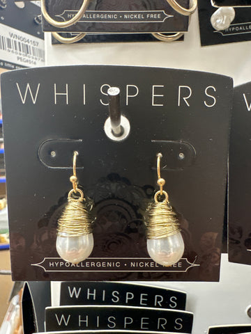 Whispers Pearl w/Wire Wrapping Earrings