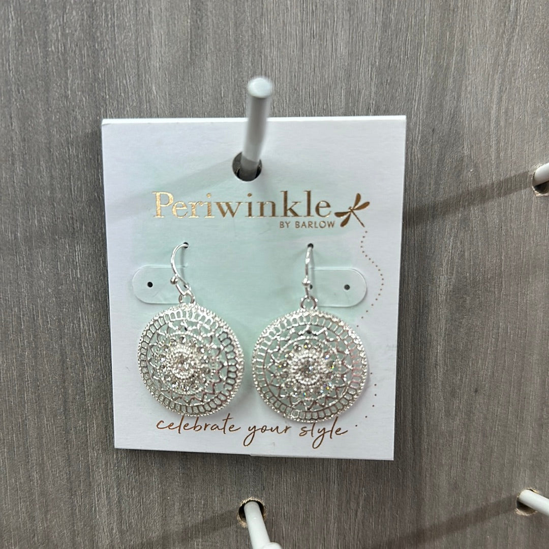 Silver Filigree w Crystals Earrings