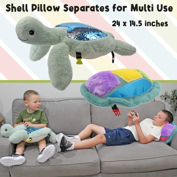 Sunny the Sea Turtle Lap Pad with Detachable Pillow, Weighted Sensory Plush