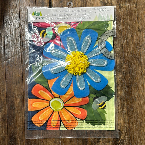 Spring Floral Applique Garden Flag