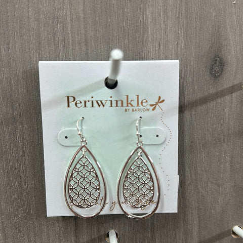 Patterned Silver Teardrop Earrings