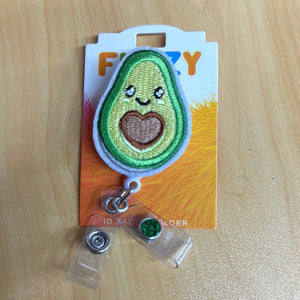 Avocado Fuzzy Buddy Badge Reel