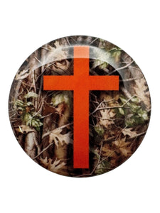 Forest Camo & Orange Cross Prayer Tag Sticker