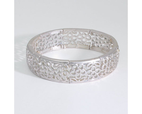 Silver Flower Cutouts Bracelet