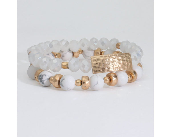 Howlite and Faceted Crystals Bracelet