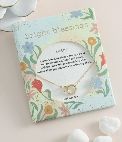 Gold Twisted Double Circle Bright Blessings Necklace - Sister