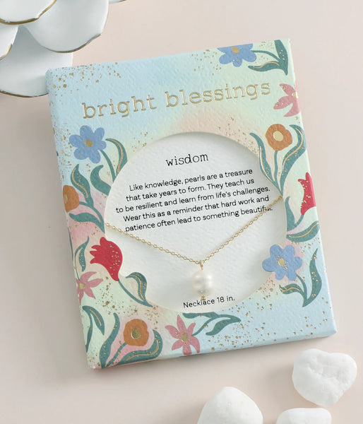 Gold Single Pearl Bright Blessings Necklace - Wisdom