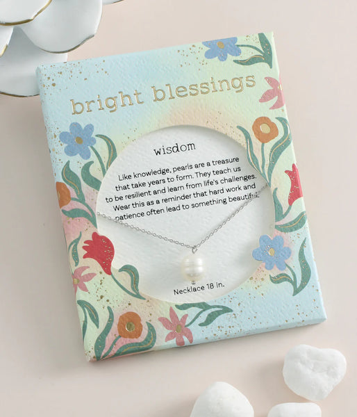 Silver Single Pearl Bright Blessings Necklace - Wisdom