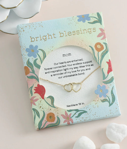 Gold Two Hearts Bright Blessings Necklace - Mom