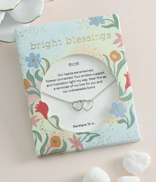 Silver Two Hearts Bright Blessings Necklace - Mom