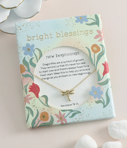 Gold Dragonfly Bright Blessings Necklace - New Beginnings