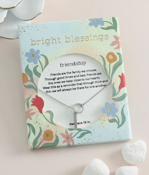 Silver Circle & Bar Bright Blessings Necklace - Friendship