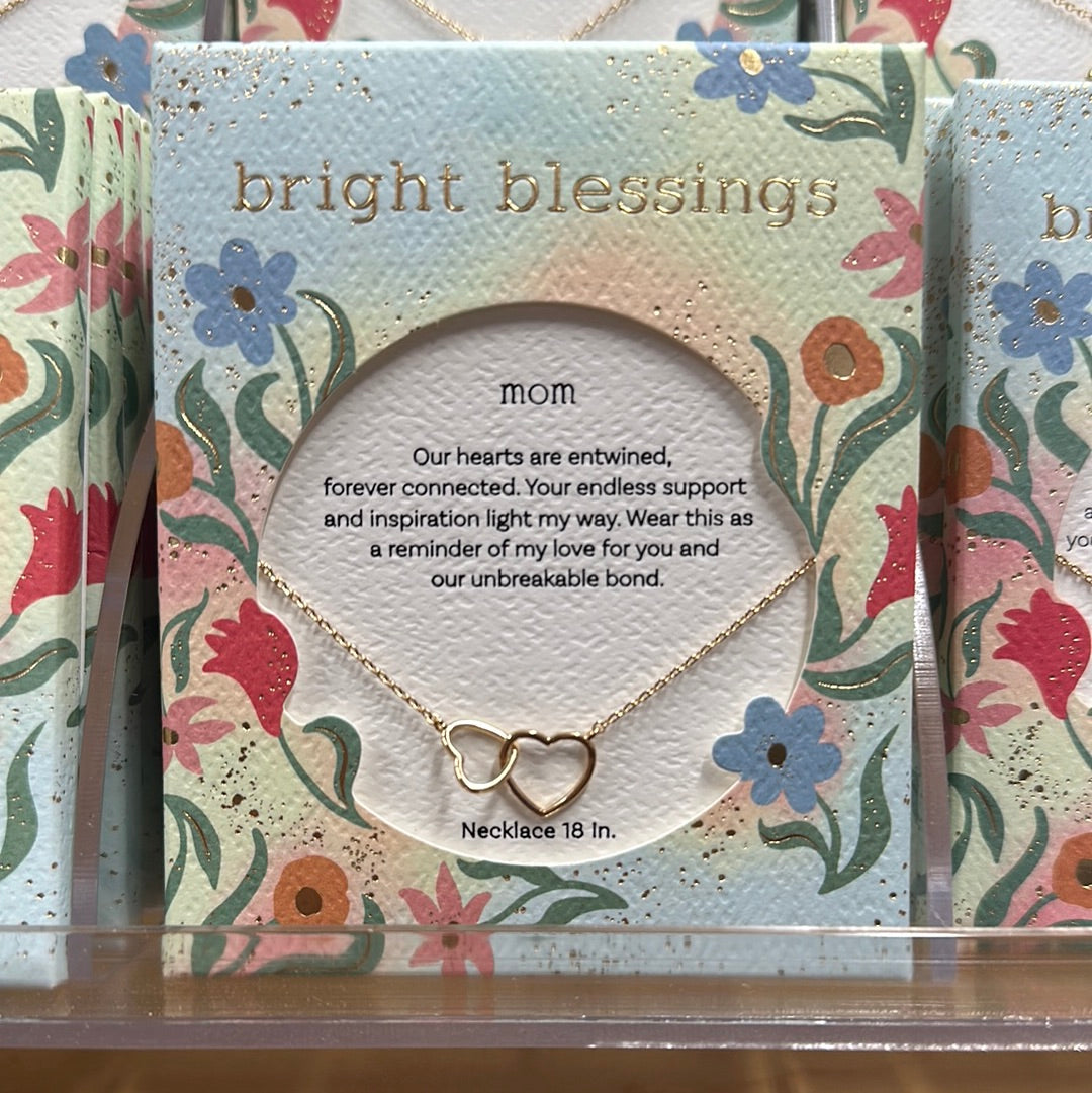 Gold Two Hearts Bright Blessings Necklace - Mom