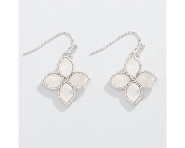 Mother of Pearl & Crystal Silver Drops Earrings