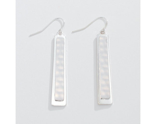 Silver Hammered Rectangles Earrings