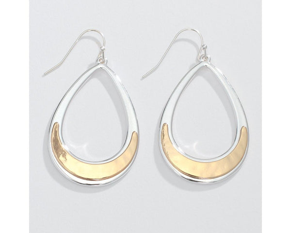 Two Tone Open Teardrops Earrings