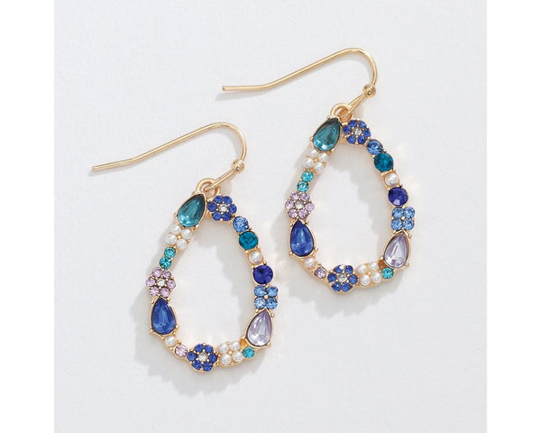 Teardrop w Blue Crystals Earrings