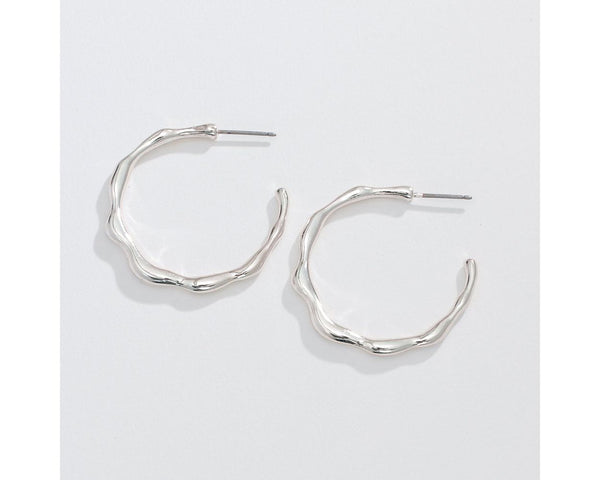 Silver Drip Hoop Earrings