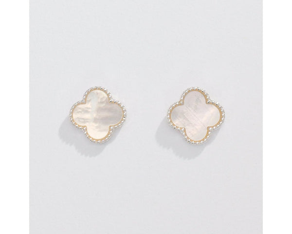 Silver Clover w MOP Earrings