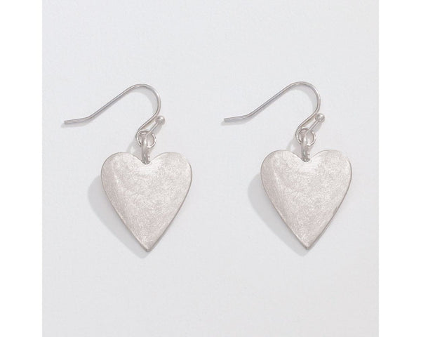 Burnished Silver Hearts Earrings