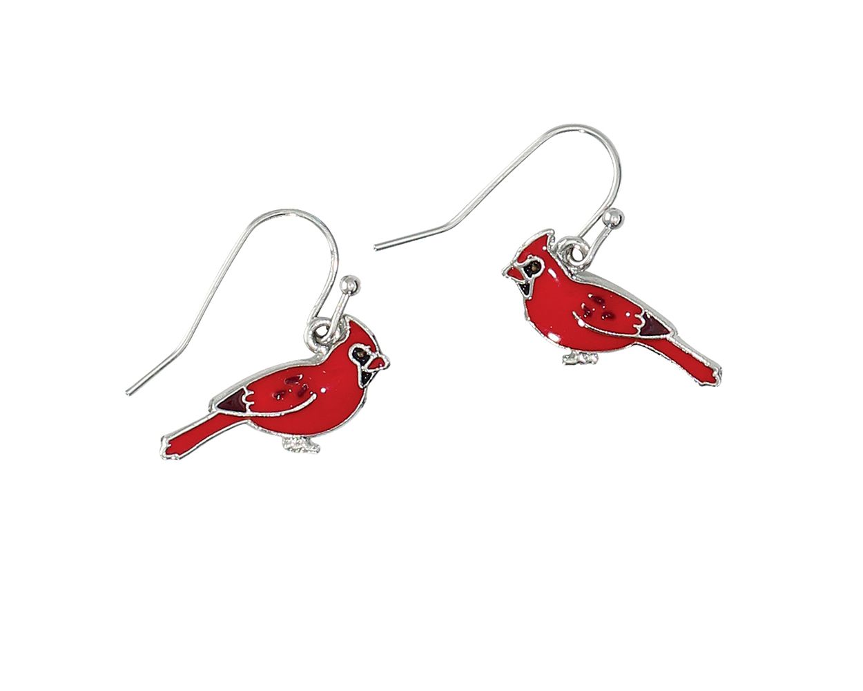Red Enamel Cardinal Earrings